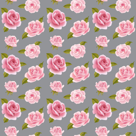 Seamless background with pink roses.のイラスト素材