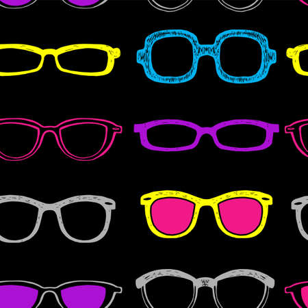 Seamless background with black eyeglass framesのイラスト素材