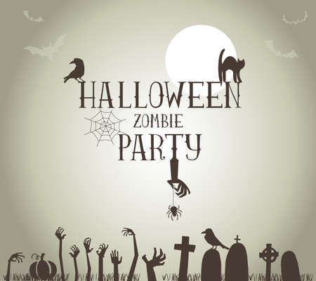 Halloween Zombie Party Poster in vector formatのイラスト素材