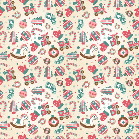 Holiday seamless background with christmas traditional symbolsのイラスト素材