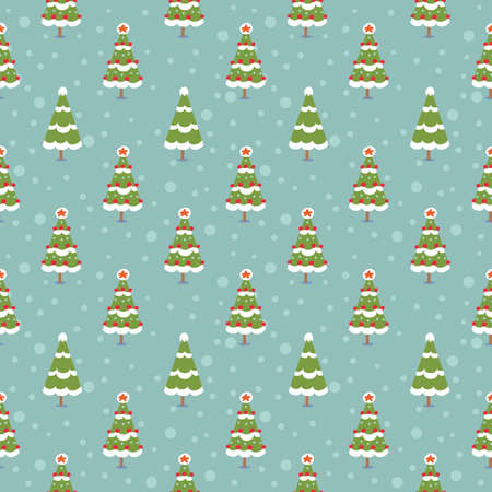 Winter seamless background with pine trees in the forestのイラスト素材