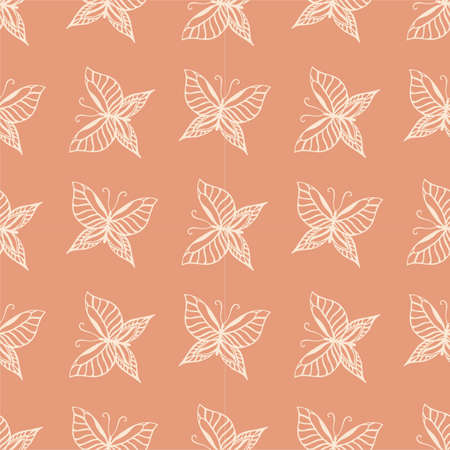 Seamless background with detailed butterflyesのイラスト素材
