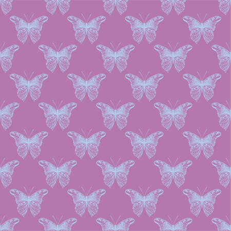 Seamless background with detailed butterflyesのイラスト素材