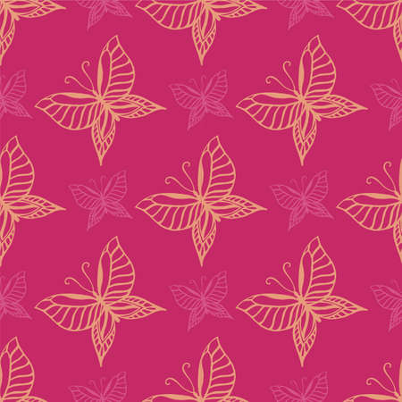 Seamless background with detailed butterflyesのイラスト素材