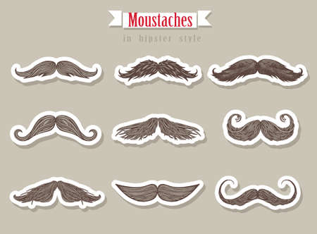 Moustaches in hipster styleのイラスト素材