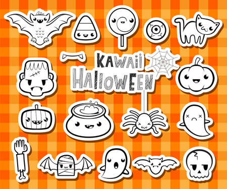 Kawaii halloween illusrationsのイラスト素材