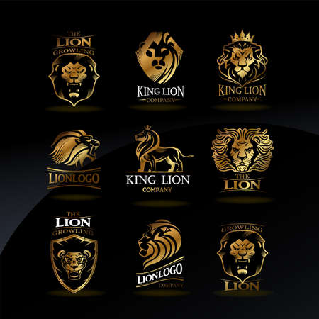 Emblems with golden Lionsのイラスト素材