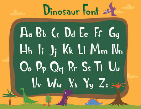 Beautiful cartoon font - dinosaur for any designのイラスト素材