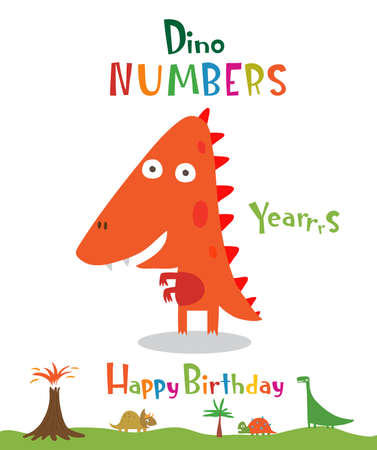 Number 4 in the form of a dinosaurのイラスト素材