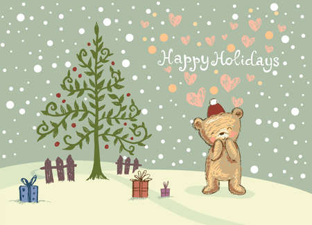 Happy Holidays greetingsのイラスト素材