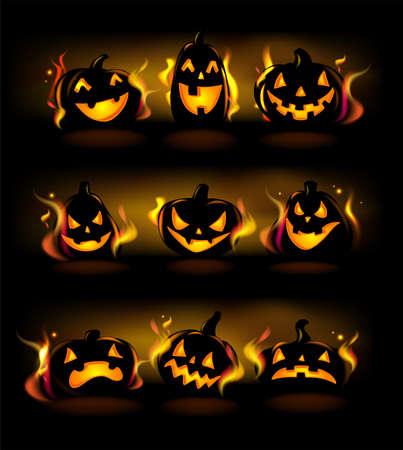 Burning Halloween lanternsのイラスト素材