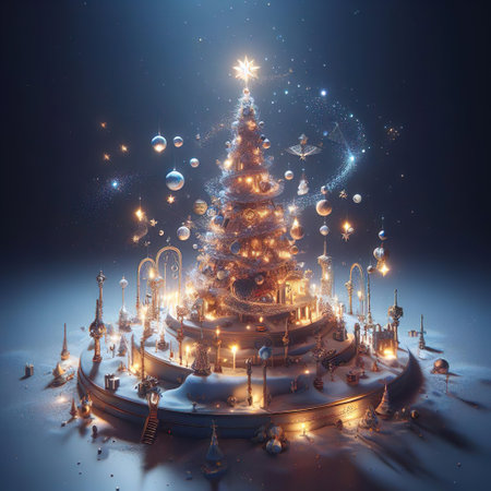Illustration of a magical elegant Christmas treeの素材
