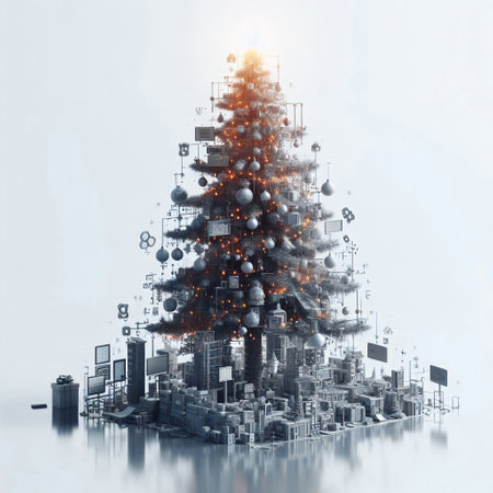 Illustration of a magical elegant Christmas treeの素材