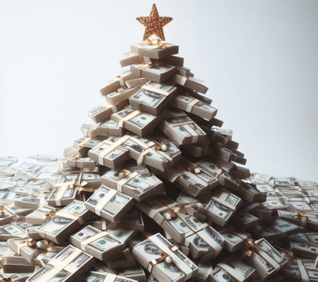 Christmas tree made of dollarsの素材