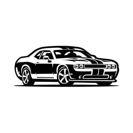 Muscle car vector image isolated in black and white colorのイラスト素材