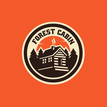 Outdoor Forest Cabin Emblem Ready Made Logo Vector Isolatedのイラスト素材