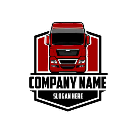 Premium Truck Front View Emblem Logo Template Vector Isolated on White Backgroundのイラスト素材