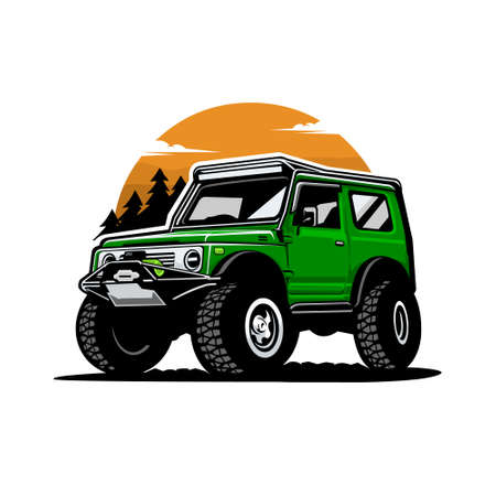 Overland 4x4 adventure offroad vehicle vector illustrationのイラスト素材
