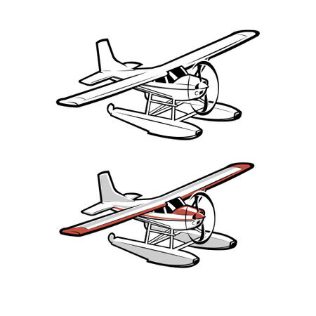 Sea plane vector art illustration isolated in white background. Small amphibious plane vector art...