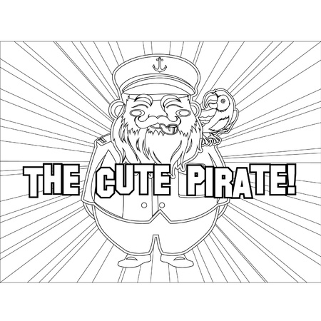 Outlined Cute Captain Pirateのイラスト素材