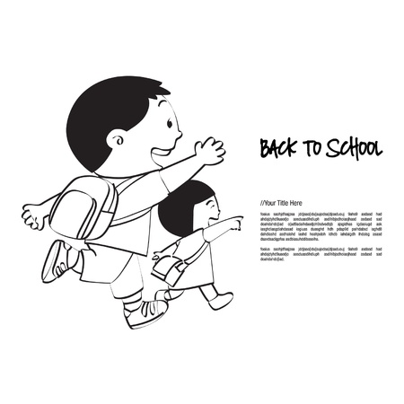 Back to School Brother   Sisterのイラスト素材