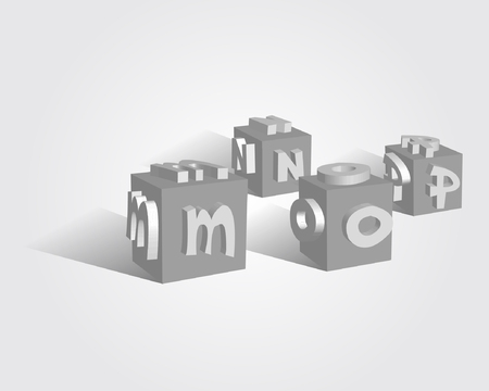 3D Fun and Cute cube font- mnopのイラスト素材