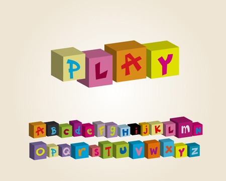 3D Fun and Cute cube fontのイラスト素材