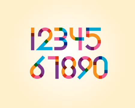 overlapping colorful sharp edge line font - Bold numericのイラスト素材