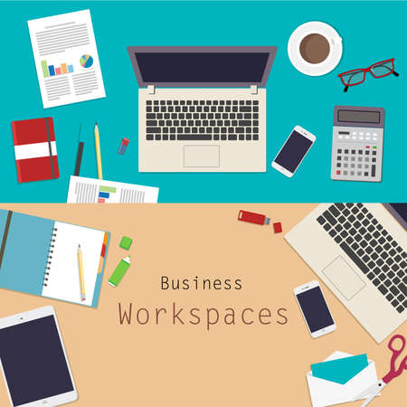 business work space vector design topviewのイラスト素材