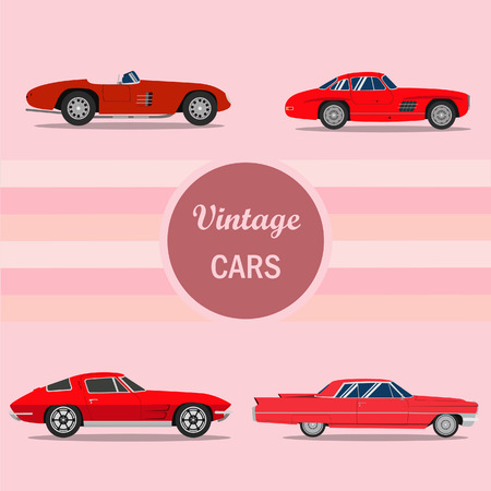 Retro cars,Vintage cars vectorsのイラスト素材