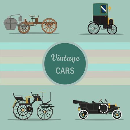Retro cars,Vintage cars vectorsのイラスト素材