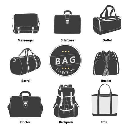 Collection bags Illustration setのイラスト素材
