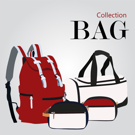 Collection bags Illustration setのイラスト素材