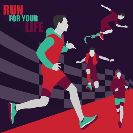 Set running Vector illustrationのイラスト素材