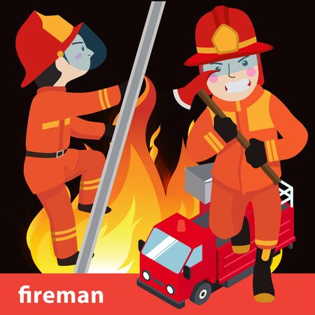 Fireman collection vector illustrationのイラスト素材