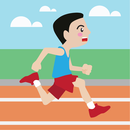 Running athletic sport vector cartoon illustration setのイラスト素材