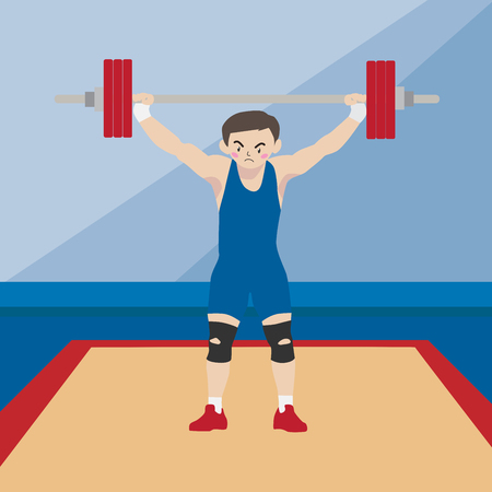 Weightlifting athletic sport vector cartoon illustration setのイラスト素材