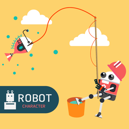 Robot character cartoon design illustration vector collectionのイラスト素材