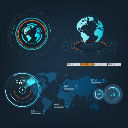 future sight action mode earth interface UI  design graphic illustrationのイラスト素材