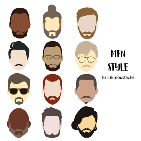 Illustration of man avatar various hair style and beardのイラスト素材