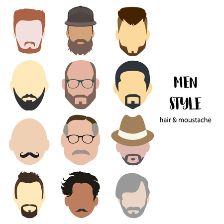 illustration man avatar various hair style and beardのイラスト素材