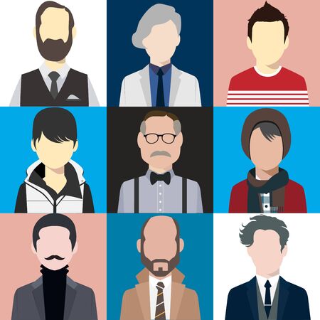 illustration man avatar various hair style and beardのイラスト素材