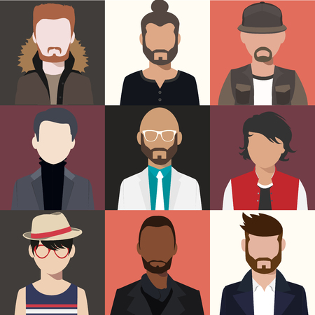 illustration man avatar various hair style and beardのイラスト素材