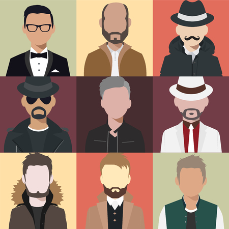 Illustration man avatar various hair style and beardのイラスト素材