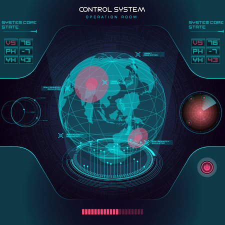 A future sight action mode earth interface UI design graphic illustration HUDのイラスト素材