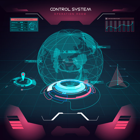 A future sight action mode earth interface UI design graphic illustration HUDのイラスト素材