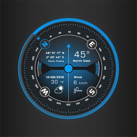 Compass digital HUD navigate illustration designのイラスト素材