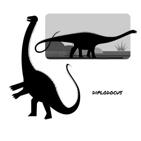 Diplodocus sauropods giant plant eaters largest land animalsのイラスト素材