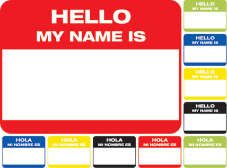 "Hello my mane is" tag, in english and spanishのイラスト素材