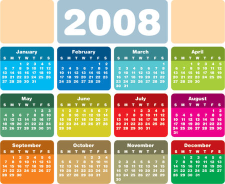 Colorful 2008 calendarのイラスト素材